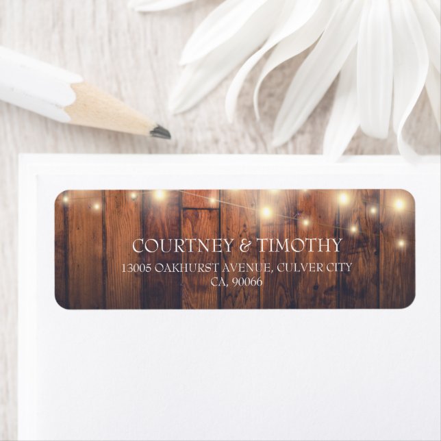 Rustic Wood String Lights Label (Insitu)