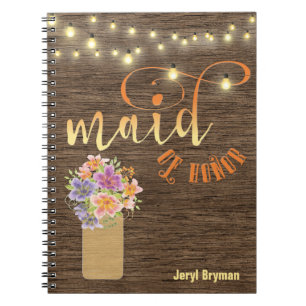 Rustic Wood String Lights “Maid-of-Honor” Notebook