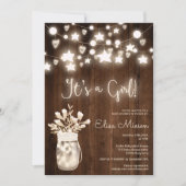 Rustic wood string lights mason girl baby shower invitation (Front)
