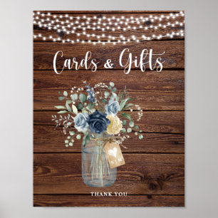 Rustic Wood String Lights Mason Jar Cards & Gifts Poster