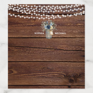 Rustic Wood String Lights Mason Jar Wedding Envelope Liner
