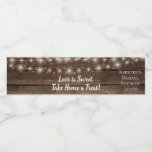 Rustic Wood String Lights Personalized Water Bottle Label at Zazzle