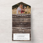 Rustic Wood String Lights Photo With RSVP Wedding