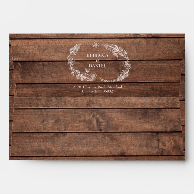 Rustic Wood String Lights Return Address Envelope (Back (Top Flap))