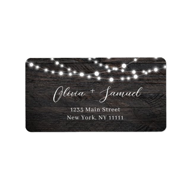 Rustic Wood String Lights Return Address Label (Front)