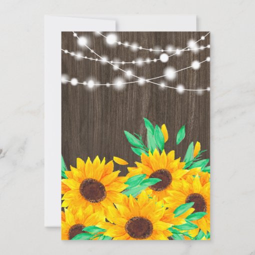 Rustic Wood String Lights Sunflowers Bridal Shower Invitation Zazzle