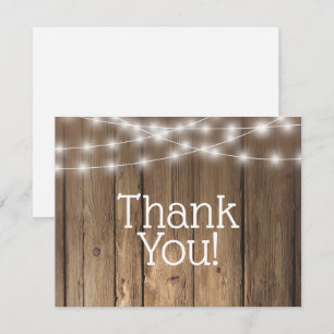 Rustic Wood String Lights Thank You BBQ Note Card