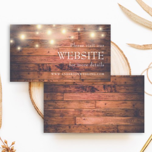 Rustic Wood String Lights Website Enclosure Card