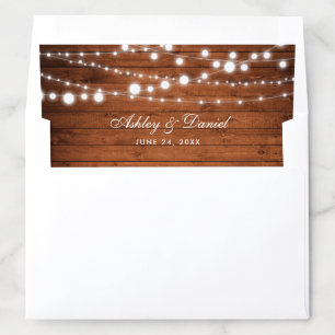 Rustic Wood String Lights Wedding Envelope Liner