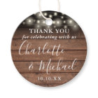 Rustic Wood String Lights Wedding Favor Thank You
