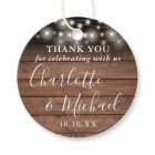 Rustic Wood String Lights Wedding Favor Thank You