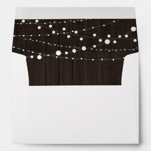 Rustic Wood String Lights Wedding Invitation Envelope