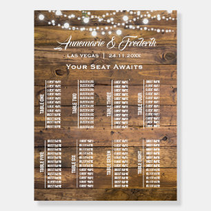 Rustic Wood & String Lights Wedding Poster
