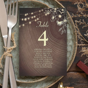 Rustic Wood & String Lights Wedding Seating Chart