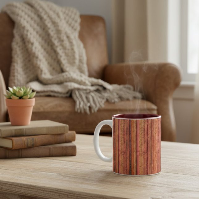 Rustic Wood Striped Two-Tone Coffee Mug (Creator Uploaded)