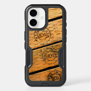 Rustic Wood Stripes Stamped with "Made in USA" iPhone 16 Case