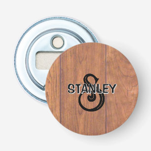 Rustic Wood-Style Personalized Bottle Opener