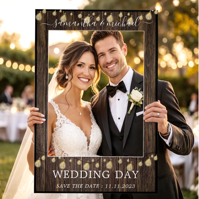 Rustic Wood Style Photo Booth Selfie Frame