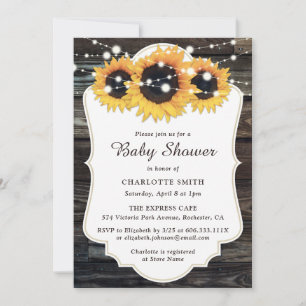 Rustic Wood Sunflower Baby Shower Invitation