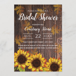 Rustic Wood & Sunflower Bridal Shower Invitation