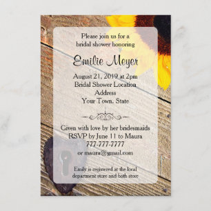 Rustic Wood Sunflower Bridal Shower Invitation