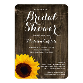 Rustic Wood Sunflower Bridal Shower Invitations