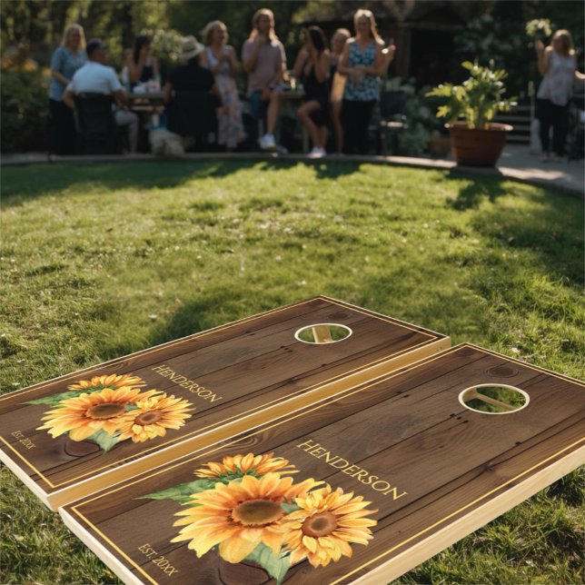 Rustic Wood Sunflower  Cornhole Set (Rustic Wood Sunflower Cornhole Set)