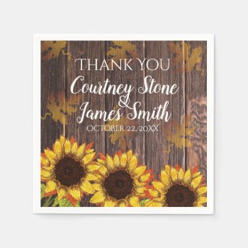 Rustic Wood & Sunflower | Country Wedding Napkins by chandraws at Zazzle