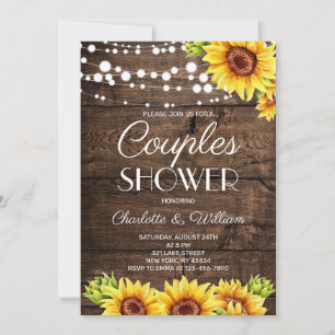 Rustic Wood Sunflower Couples Shower Invitation