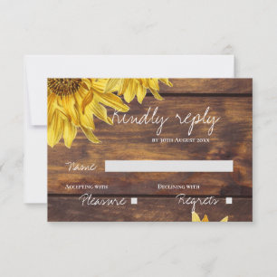 Rustic Wood Sunflower Fall Country Wedding RSVP Card