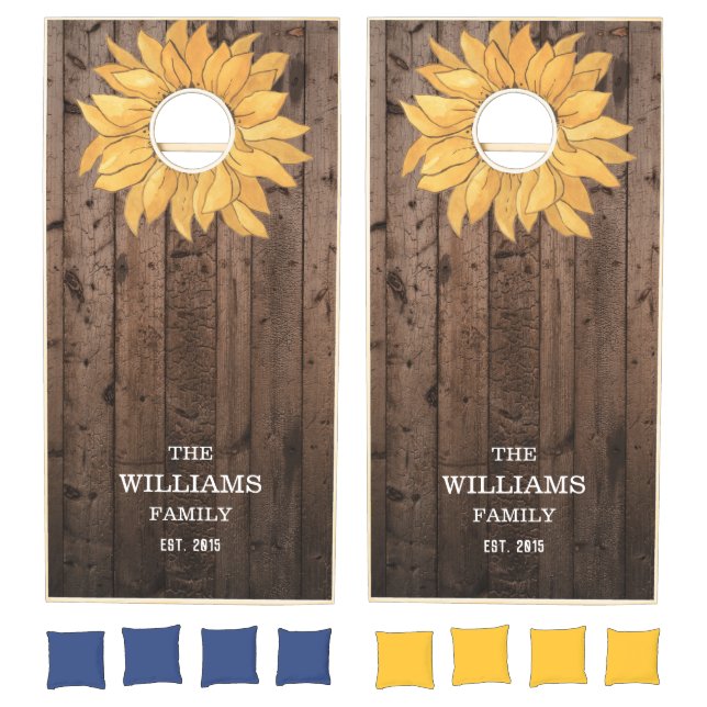 Rustic Wood Sunflower Family Cornhole Set (Set)
