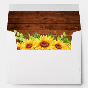 Rustic Wood Sunflower Floral Invitation Envelope