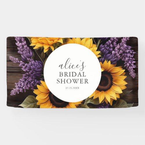 Rustic Wood Sunflower Lavender Bridal Shower Banner
