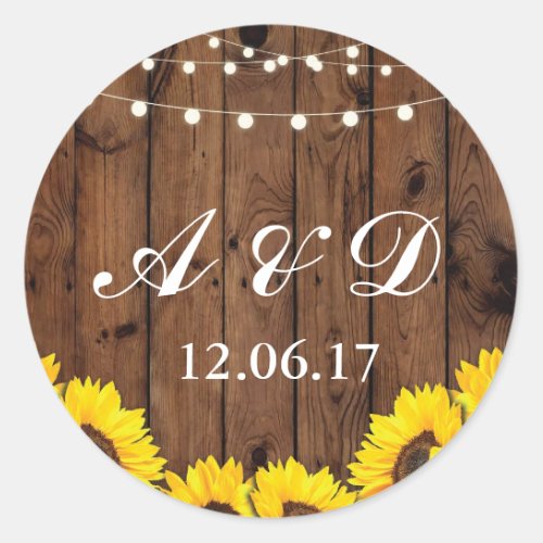 Rustic Wood Sunflower Light Flower Stickers Labels