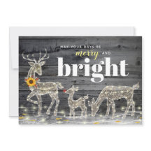 Rustic Wood Sunflower Reindeer Christmas Cards