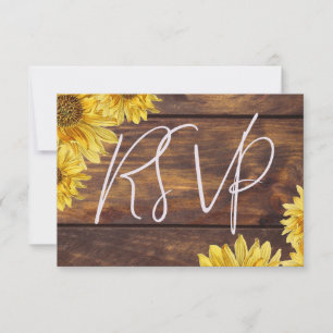 Rustic Wood Sunflower RSVP Response Card
