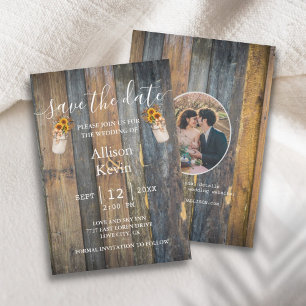 Rustic Wood Sunflower Save The Date Fall Wedding N Invitation