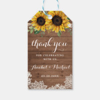 Rustic Wood Sunflower String Light Lace Gift Tags