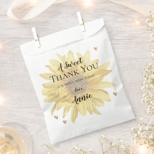 Rustic Wood Sunflower Thank you Bridal Shower Gift Favor Bag | Zazzle