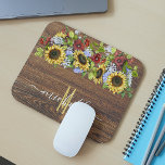 Rustic Wood Sunflower Watercolor Personalized Mouse Pad<br><div class="desc">This design was created though digital art. It may be personalized in the area provide or customizing by choosing the click to customize further option and changing the name, initials or words. You may also change the text color and style or delete the text for an image only design. Contact...</div>