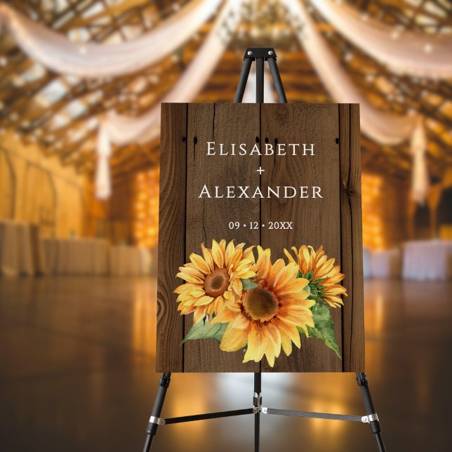 Rustic Wood Sunflower Wedding Foam Boards (Rustic Wood Sunflower Wedding Foam Boards)