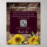 Rustic Wood Sunflower Wedding Gifts Sign<br><div class="desc">Rustic Wood Sunflower Wedding Honeymoon Fund. Faux foil branches. Script font highlights with easy to read serif name font. Easy to adjust for your own wedding needs.</div>