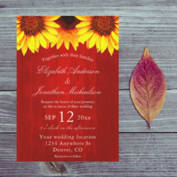 Rustic Wood Sunflower Wedding Invitation by DesignsbyHarmony at Zazzle