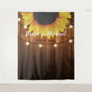 Rustic Wood Sunflower Wedding Photo Booth Backdrop