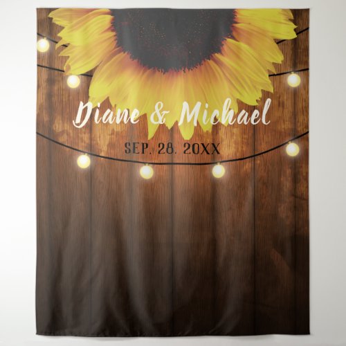 Rustic Wood Sunflower Wedding Photo Booth Backdrop