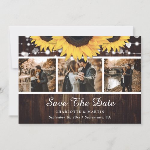 Rustic Wood Sunflower Wedding Photo Save The Date