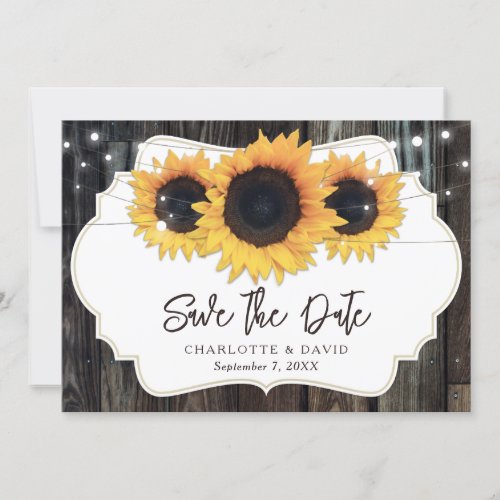 Rustic Wood Sunflower Wedding Photo Save The Date