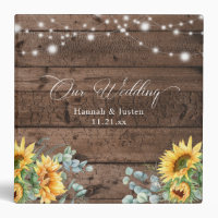 Rustic Wood Sunflower Wedding Planner Photo Album