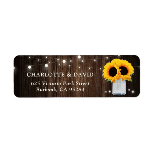 Rustic Wood Sunflower Wedding Return Address Label