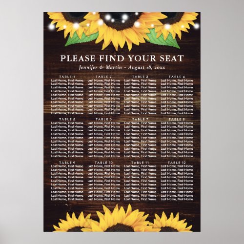 Rustic Wood Sunflower Wedding Seating Chart 12